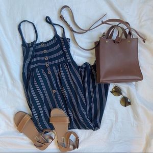 STRIPED  BUTTON FRONT MAXI DRESS